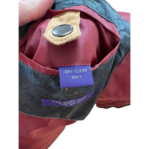 Alan Flusser Mens Quilted Full Zip Vest English Style Maroon Corduroy Trim Sz XL - Picture 5 of 9